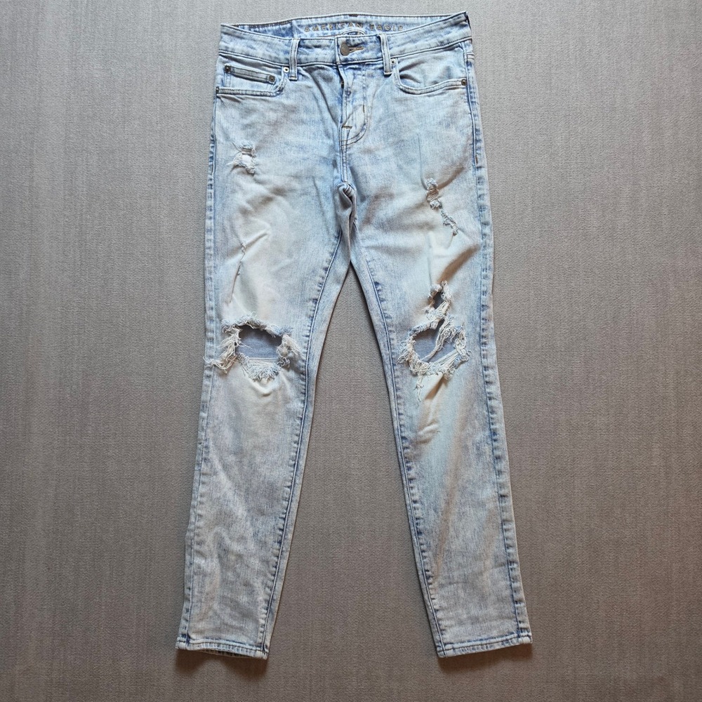 American Eagle Jeans Mens 30x30 Light Wash Flex Distressed Slim Tapered 1712